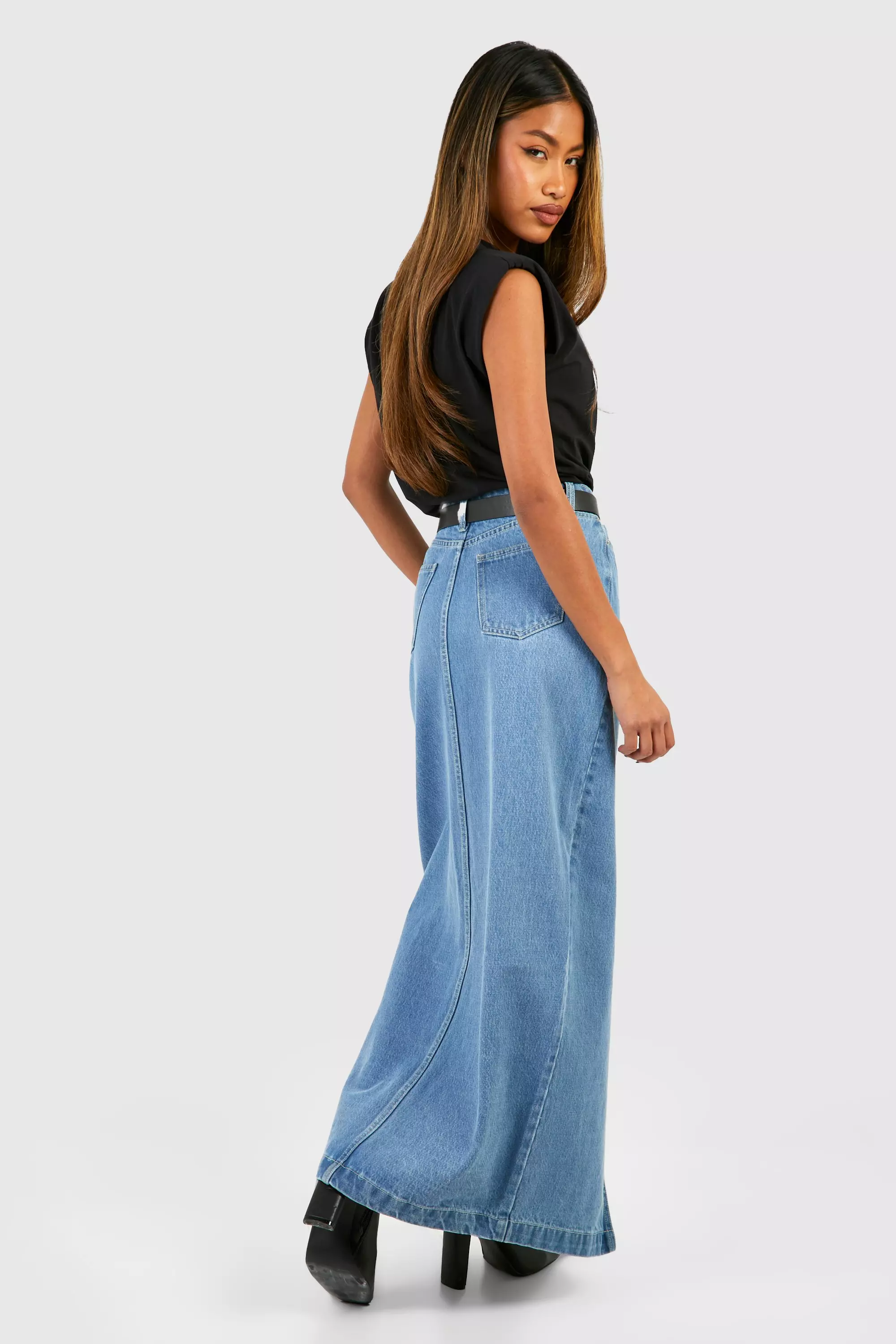 Long denim skirt clearance xl